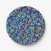 Blaue Abstrakte Pinselstriche  Pappteller (Vorderseite)