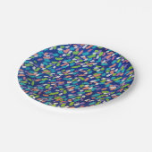 Blaue Abstrakte Pinselstriche  Pappteller (Schrägansicht)