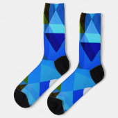 Blaue Abstrakte Raute Geo Shapes Crazy Socken (Linkes Detail)