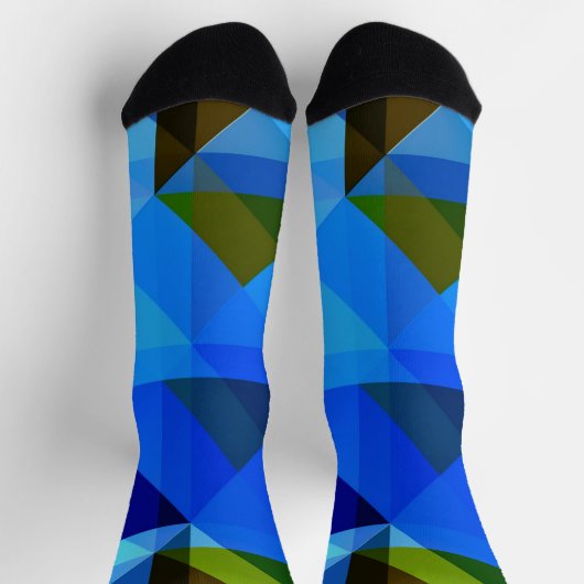 Blaue Abstrakte Raute Geo Shapes Crazy Socken (Oben)