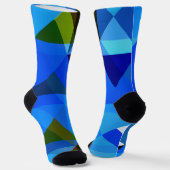 Blaue Abstrakte Raute Geo Shapes Crazy Socken (Gewinkelt)