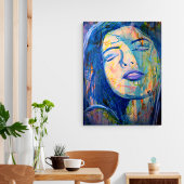 Blaue Abstrakte Realität Frauen Portrait Kunst dru Poster