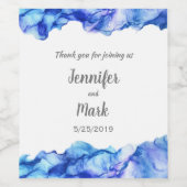 Blaue Abstrakte Seidenhochzeit Weinetikett (Einzelnes Label)