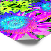 Blaue Abstrakte Sonnenblumen, Mandala-Blume Poster (Ecke)