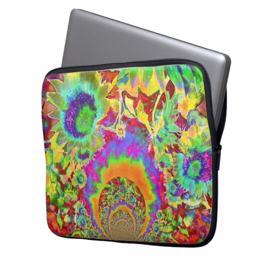 Blaue abstrakte Sonnenblumenblume Aquarellmalerei Laptopschutzhülle (Vorderseite Links)