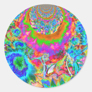 Blaue abstrakte Sonnenblumenblume Aquarellmalerei Runder Aufkleber