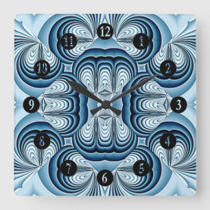 Blaue Abstrakte Spiegel Quadratische Wanduhr
