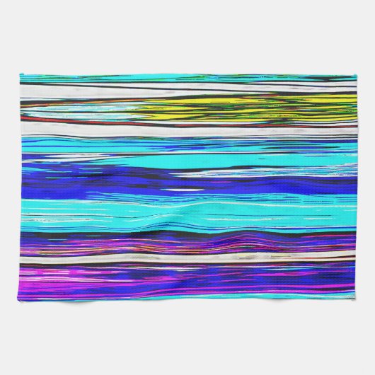Blaue Abstrakte Streifen 606 Geschirrtuch (Horizontal)