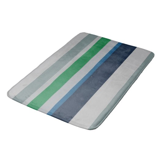 Blaue Abstrakte Streifen Badematte (Schrägansicht)
