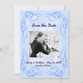 Blaue Abstrakte Swirr-Border-Border Save the Date 