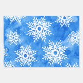 Blaue Abstrakte Wasserfarbe Schneeflocken Geschenkpapier Set (Vorderseite 2)