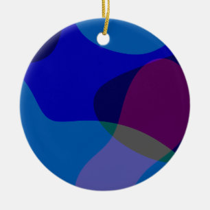 Blaue Abstraktion 1118 - Groovy blaue und violette Keramik Ornament