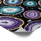 Blaue Achat-Geode Gold Kunstposter Poster (Ecke)