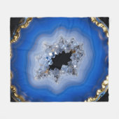 Blaue Achat-Geode Goldrand Kristall-Kunst Fleecedecke (Vorderseite (Horizontal))