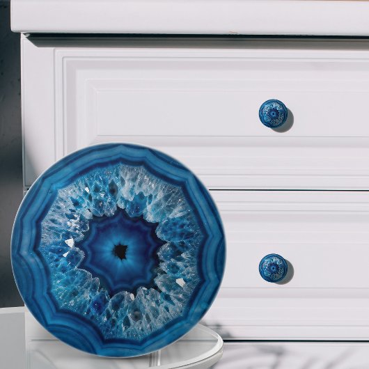 Blaue Achat-Geode Keramikknauf