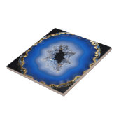 Blaue Achat-Geode mit Goldrand Kristall-Kunst Fliese (Seite)