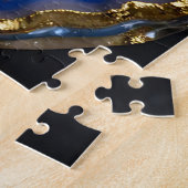 Blaue Achat-Geode mit Goldrand Kristall-Kunst Puzzle (Seite)