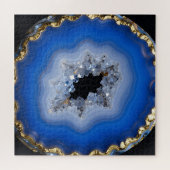 Blaue Achat-Geode mit Goldrand Kristall-Kunst Puzzle (Horizontal)