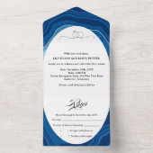 Blaue Achat geschnittene Hochzeit All In One Einladung (Innen Boden)