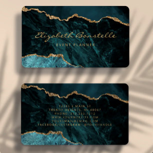 Blaue Achat-Gold-Glitter-Luxus-Rundung Visitenkarte