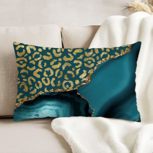Blaue Achat-Gold-Leopardenflecken Dekokissen