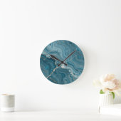 Blaue Achat-Goldader-Marmor Runde Wanduhr (Zuhause)