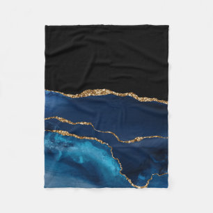 Blaue Achat-Marmor-Oberfläche Glänzend Golden Glit Fleecedecke
