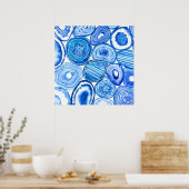 Blaue Achat-Scheiben Poster (Küche)