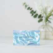 Blaue Achat-Silber-Glitter-Luxus-Microblading Visitenkarte (Stehend Vorderseite)