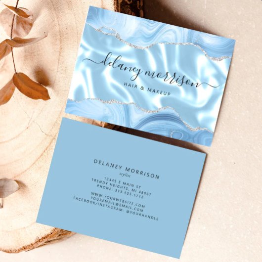 Blaue Achat-Silber-Glitter-Luxus Visitenkarte