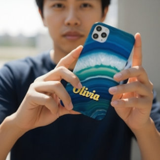Blaue Achat- und Türkisfarbene Geode Luxus-Persona Case-Mate iPhone Hülle