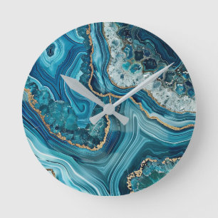 Blaue Achat-Wanduhr Runde Wanduhr