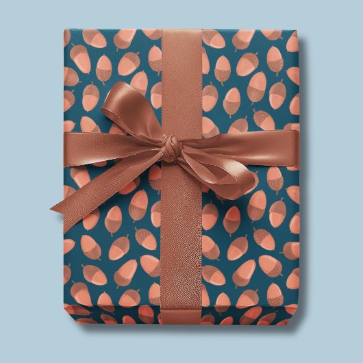 Blaue Acorn-Muster Geschenkpapier Set