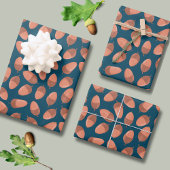 Blaue Acorn-Muster Geschenkpapier Set