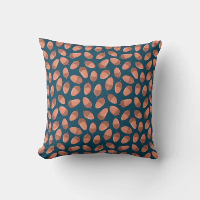 Blaue Acorn-Muster Kissen (Vorderseite)
