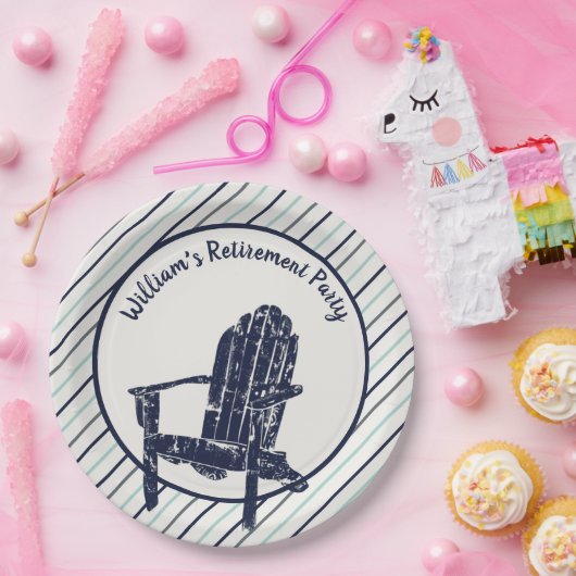 Blaue Adirondack-Lehrstuhl Benutzerdefinierte Meld Pappteller (Party)