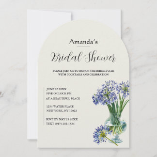Blaue Agapanthus-Vasenvase-Bogen-Braut- Einladung