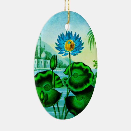 Blaue ägyptische Wasserlilie / Lotus Illustration Keramik Ornament (Rechts)