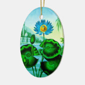 Blaue ägyptische Wasserlilie / Lotus Illustration Keramik Ornament (Links)