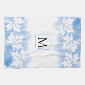 Blaue Ahornblattwasserfarbe und Monogramm Geschirrtuch (Horizontal)