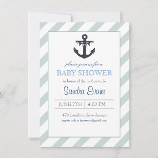 Blaue Ahoy-Anker-Baby-Party-Einladung Einladung