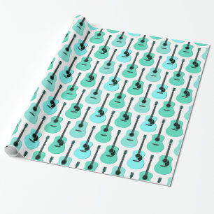 Blaue Akustikgitarren Muster Geschenkpapier