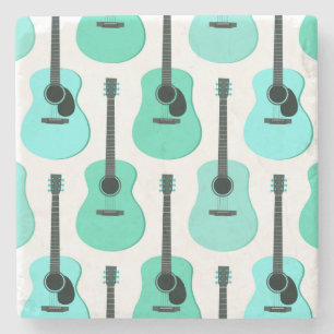 Blaue Akustikgitarren Muster Steinuntersetzer
