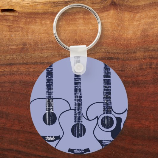 blaue akustische Gitarre Schlüsselanhänger (Vorderseite)