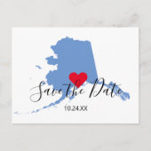 Blaue Alaska-Karte Save the Date Form Postkarte (Vorderseite)
