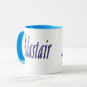 Blaue Alastair-Bezeichnung Tasse (Vorderseite Links)