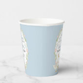 Blaue Alberne Gänse Floral Gingham Birthday Party Pappbecher (Rechts)