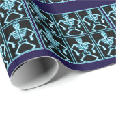 Blaue alberne Röntgenstrahlskelette Geschenkpapier (Rolleneckpunkt)