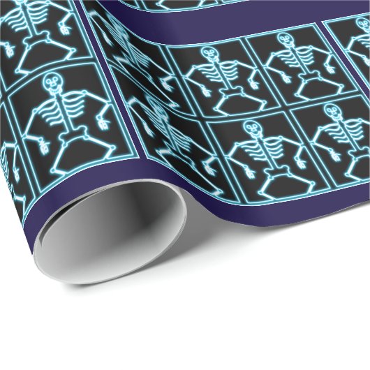 Blaue alberne Röntgenstrahlskelette Geschenkpapier (Rolleneckpunkt)