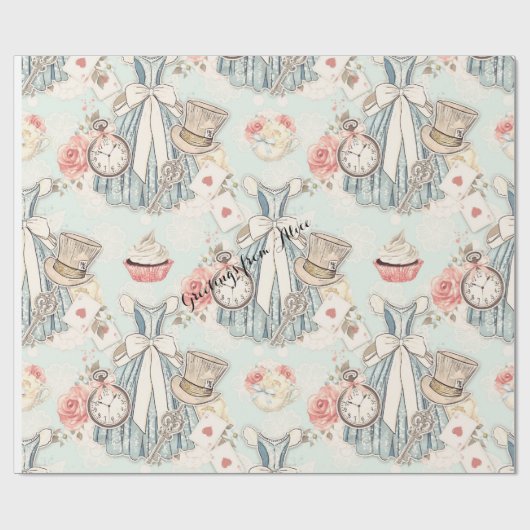 Blaue Alice im Wunderland Geschenkpapier (Flach)